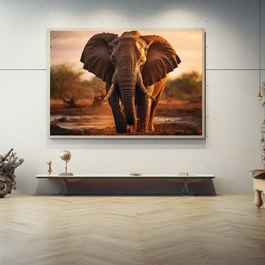 Elephant Sunset Painting